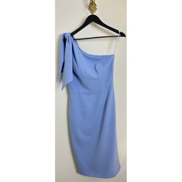 DRESS THE POPULATION Tiffany One-Shoulder Midi Dress in Sky Size Medium - Picture 3 of 8